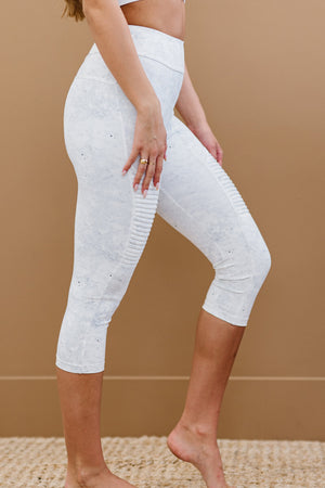 Sweat It Out Marble Print Moto Athletic Leggings