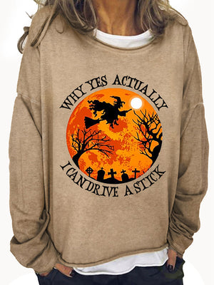 Halloween Graphic Round Neck Sweatshirt