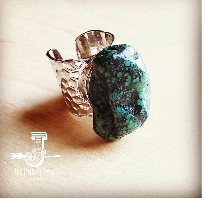 Natural Turquoise Chunk on Cuff Ring