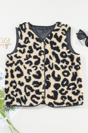 Leopard Button Up Vest Coat