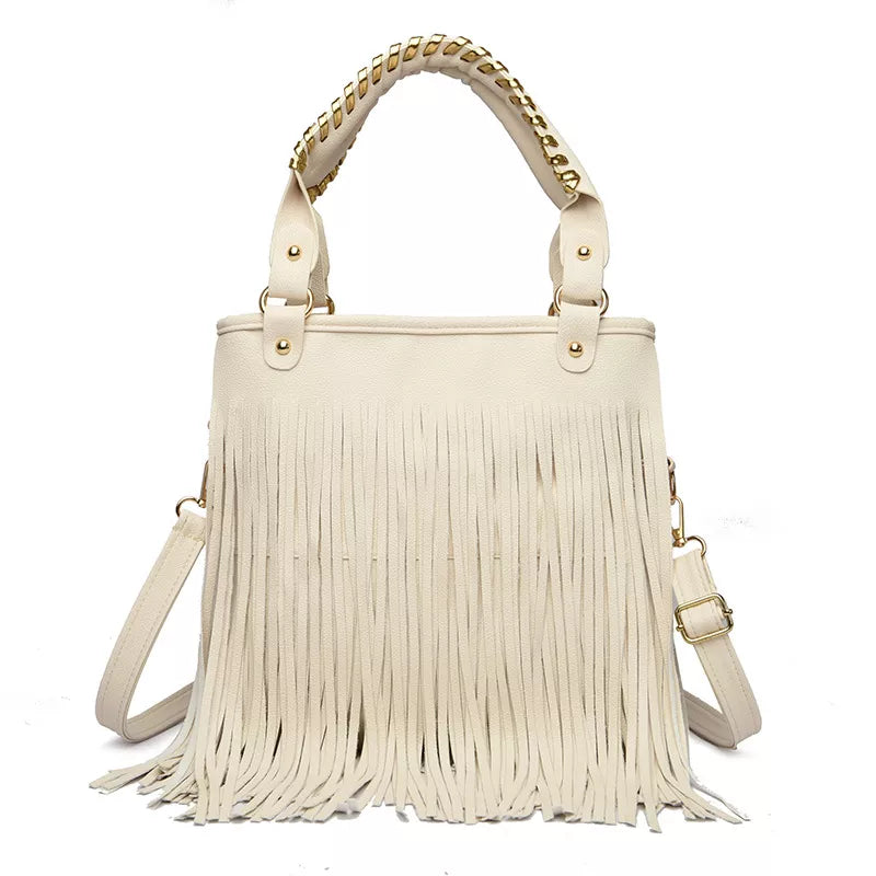 Fringe PU Leather Handbag - Accessories in the City