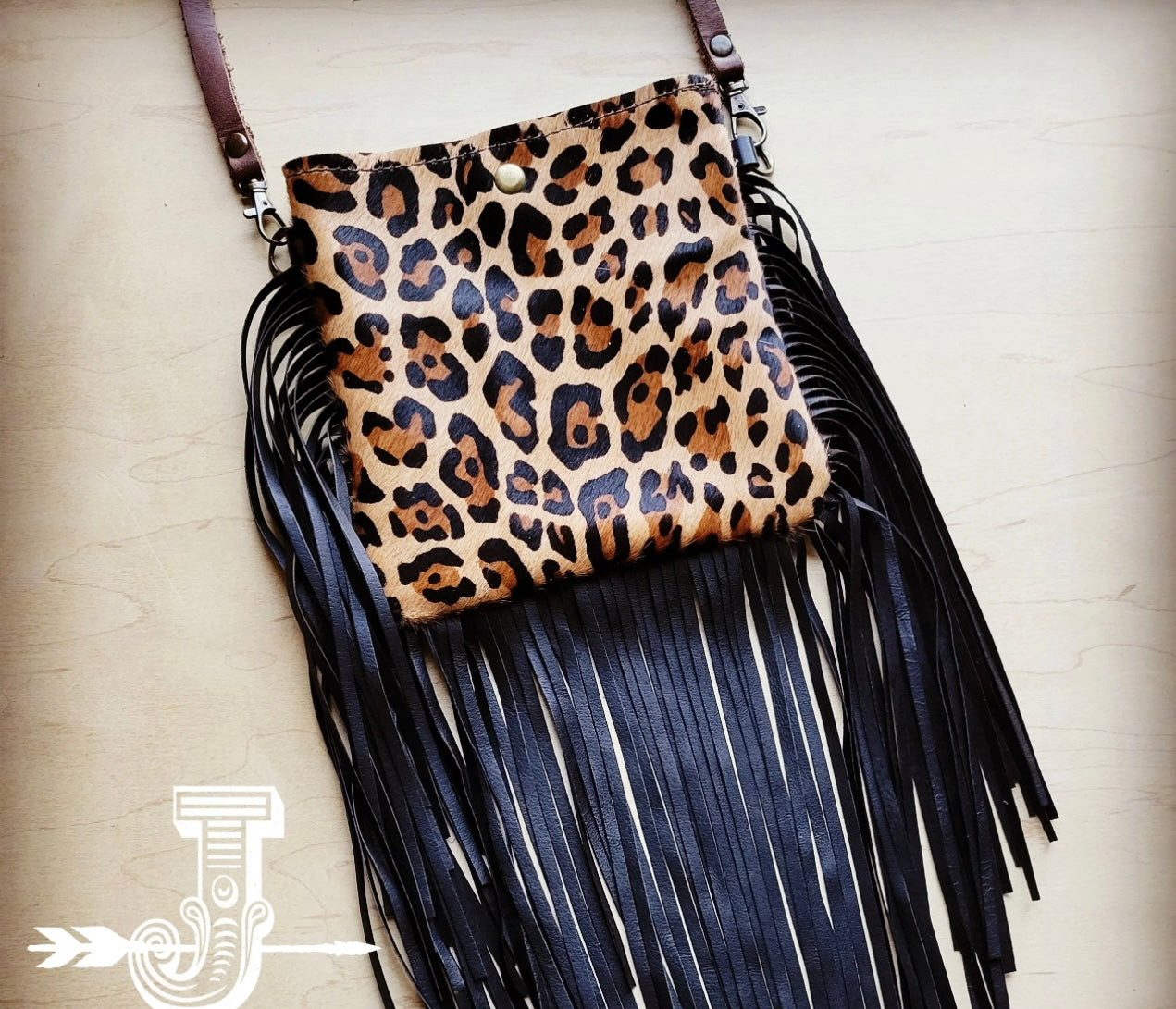 MEDIUM Crossbody Handbag w/ Leopard Hair-on-Hide Full Fringe