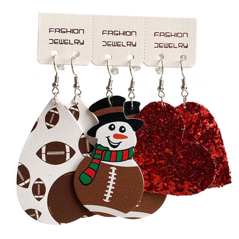 Snowman, Ball, and Heart Earrings Set