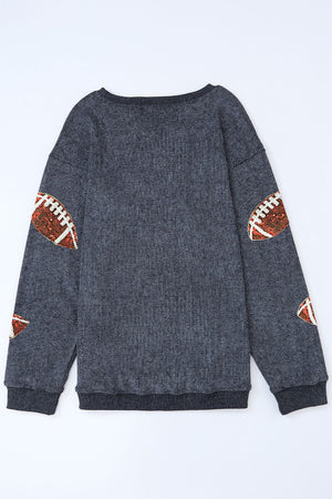 Sequin Football Patch Corduroy Sweatshirt