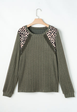 Leopard Round Neck Long Sleeve T-Shirt