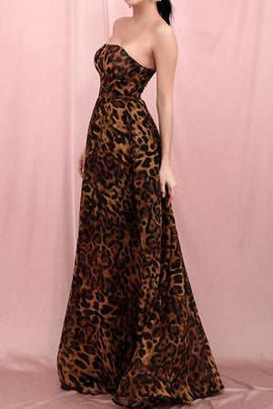 Leopard Print Strapless Dress