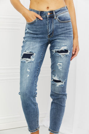 Judy Blue Dahlia Distressed Patch Jeans