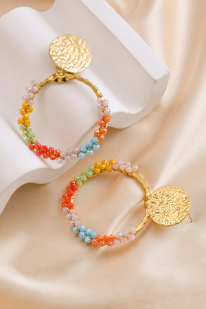 Multicolored Bead Stainless Steel Earrings