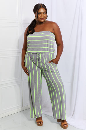 Pop Of Color Sleeveless Striped Jumpsuit
