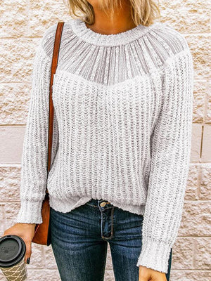 Round Neck Rib-Knit Sweater