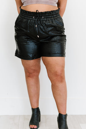 In A While Faux Crocodile Shorts