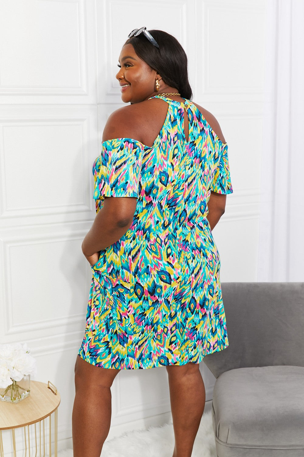 Perfect Paradise Printed Cold-Shoulder Dress