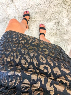 Holly metallic leopard print skirt