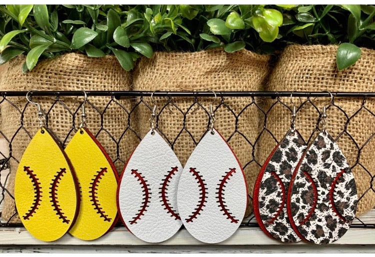 Leopard baseball earrings