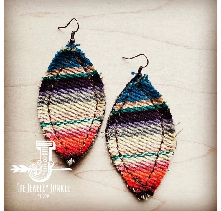 Frayed Serape Earrings w/ Suede Backing