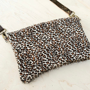 Mini Leopard Hair-on-Hide Leather Clutch Handbag