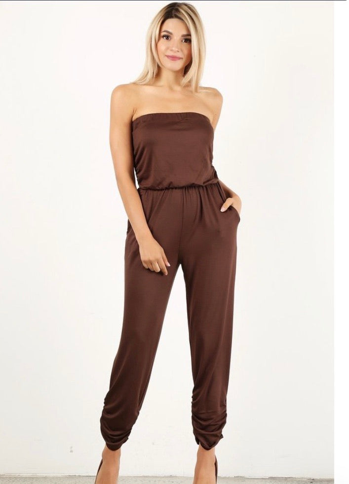 Gorgeous solid brown relaxed fit jumpsuit
